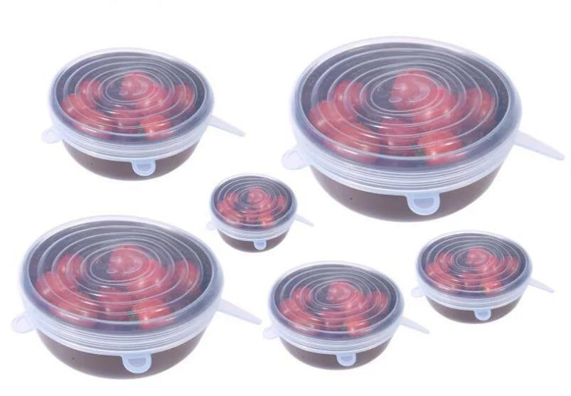 Wiederverwendbare Silikondeckel 6er Set – FlexiFrisch