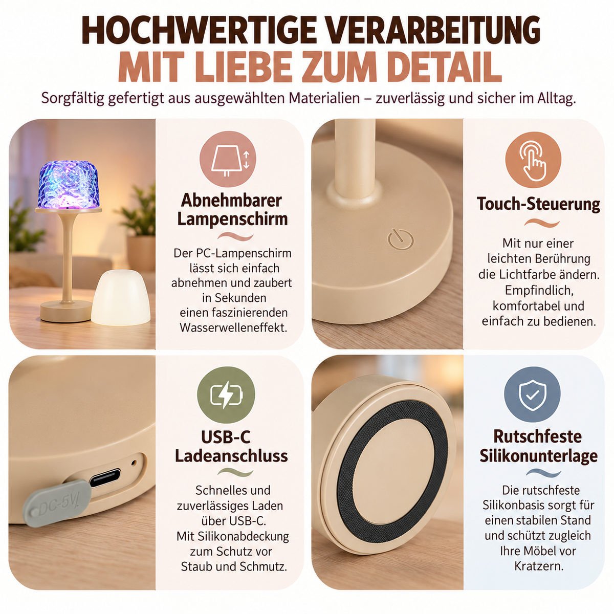 Aurora- & Meereswellen-LED-Projektionslampe mit Touch-Steuerung