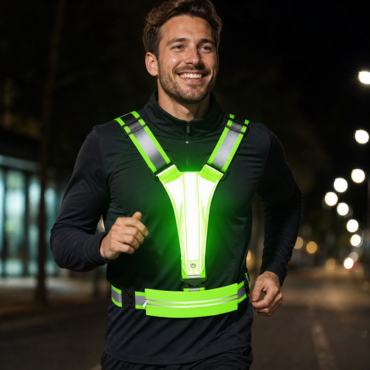 Reflektierende LED-Laufweste mit wasserdichter Handytasche