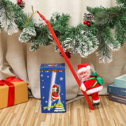 Kletternder Weihnachtsmann mit Leiter