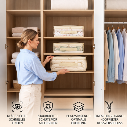 Transparente Bettwäsche-Aufbewahrungstasche – Staubdichter Kleiderschrank-Organizer für Bettlaken & Bettdecken