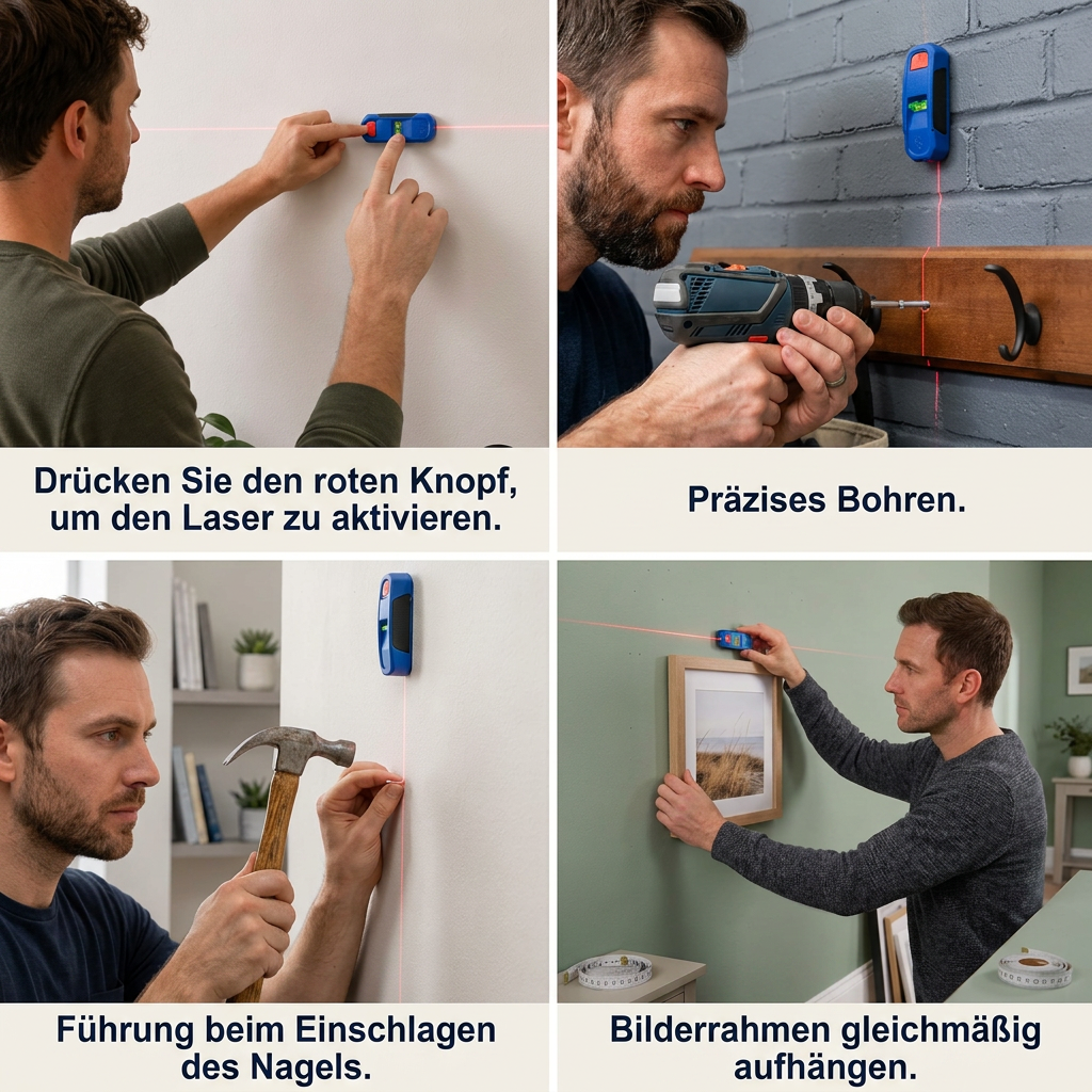 3-in-1-Magnet-Laserwasserwaage und Balkensucher