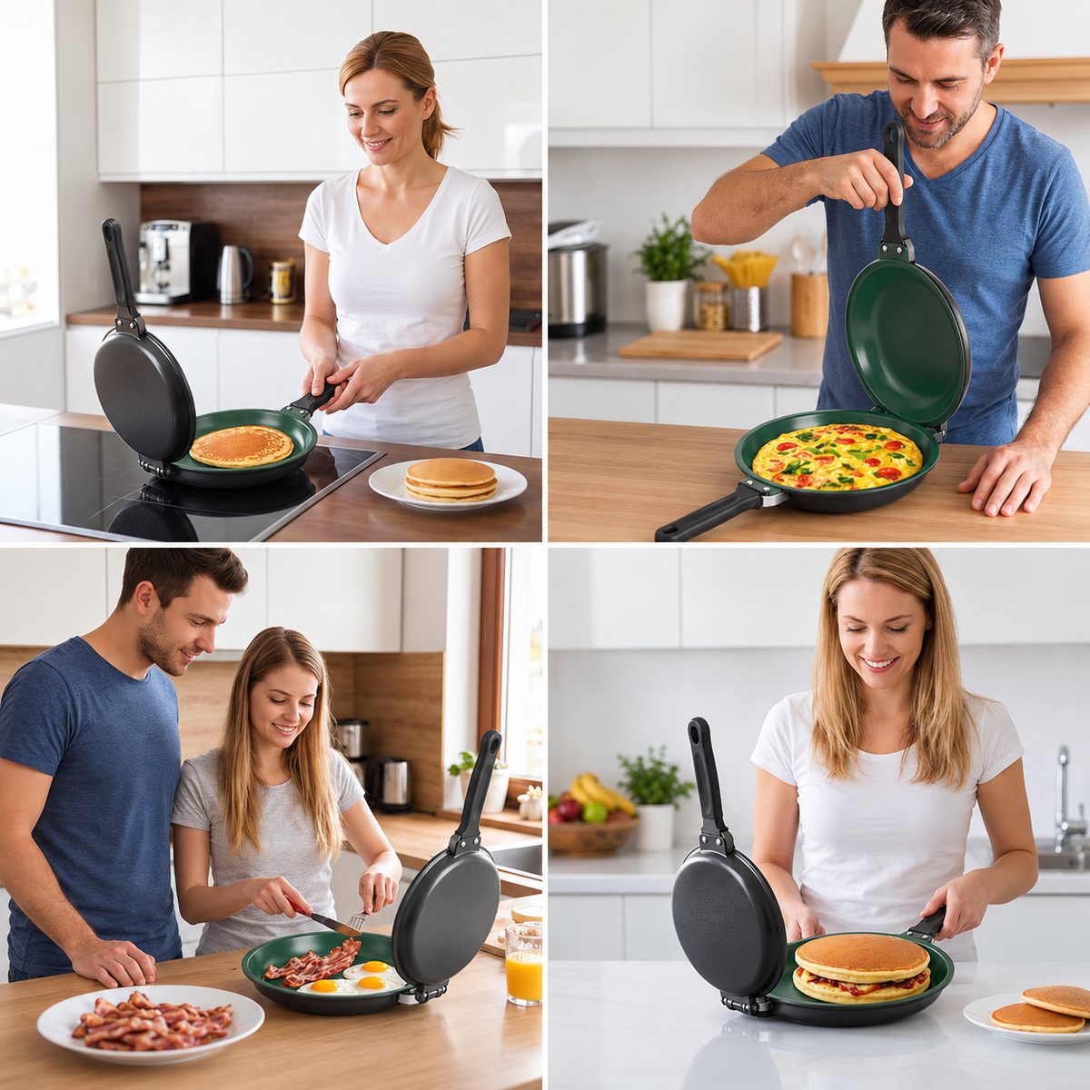 Doppelseitige Antihaft-Bratpfanne – Wende-Pfanne für Pfannkuchen, Omeletts & Speck