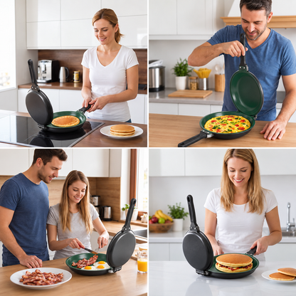 Doppelseitige Antihaft-Bratpfanne – Wende-Pfanne für Pfannkuchen, Omeletts & Speck