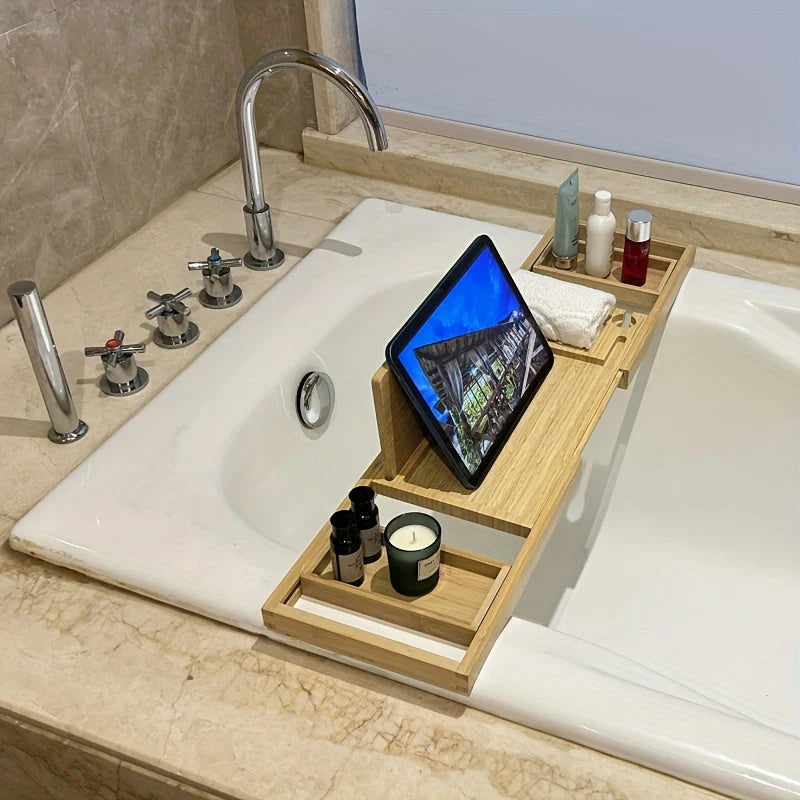 Luxuriöse Bambus-Badewannenablage – Badegenuss Deluxe