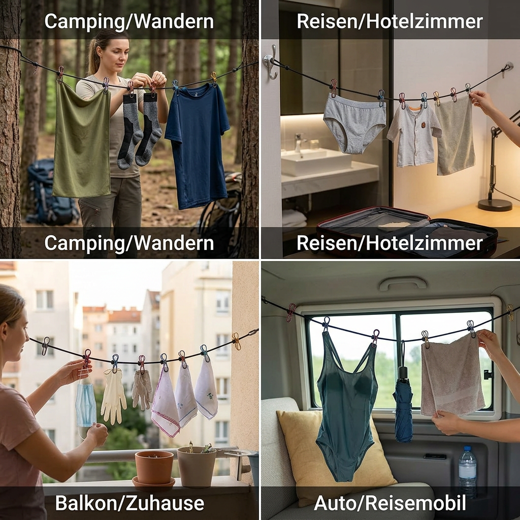 Tragbarer, elastischer Kleiderbügel für unterwegs