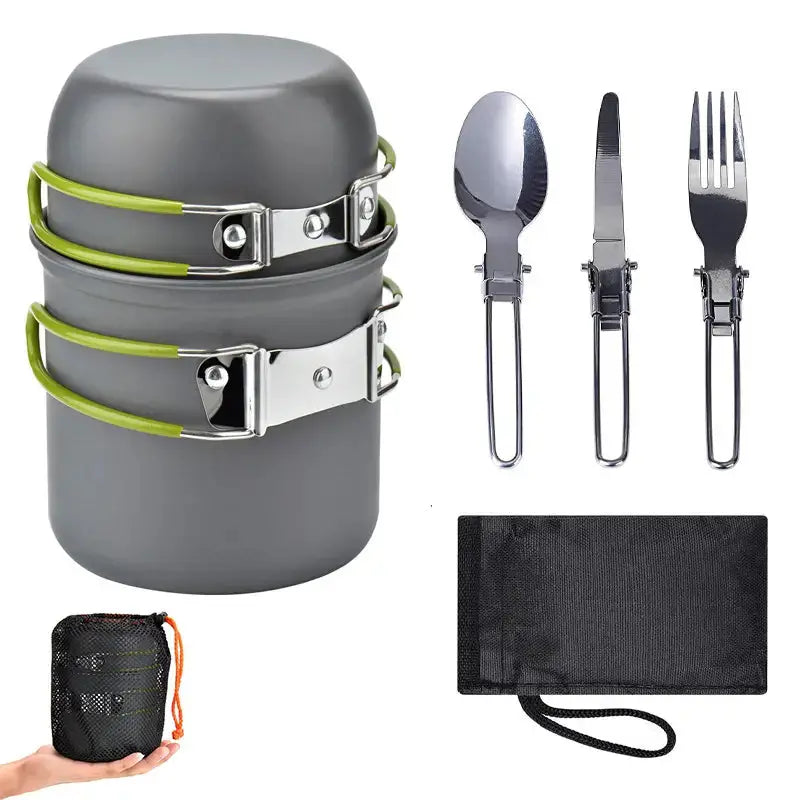 Outdoor Kochgeschirr-Set mit Klappbesteck – CampMate