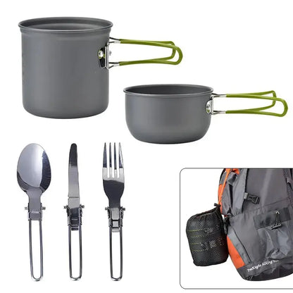Outdoor Kochgeschirr-Set mit Klappbesteck – CampMate