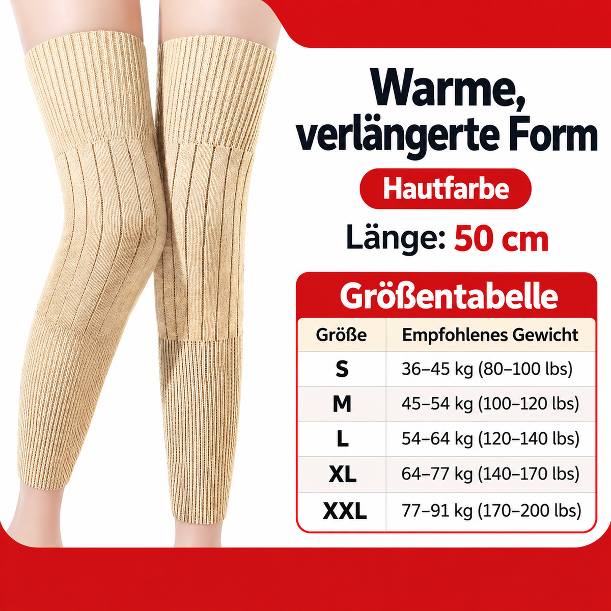 Universelle lange Kniewärmer mit dickem Kunstfellfutter für den Winter