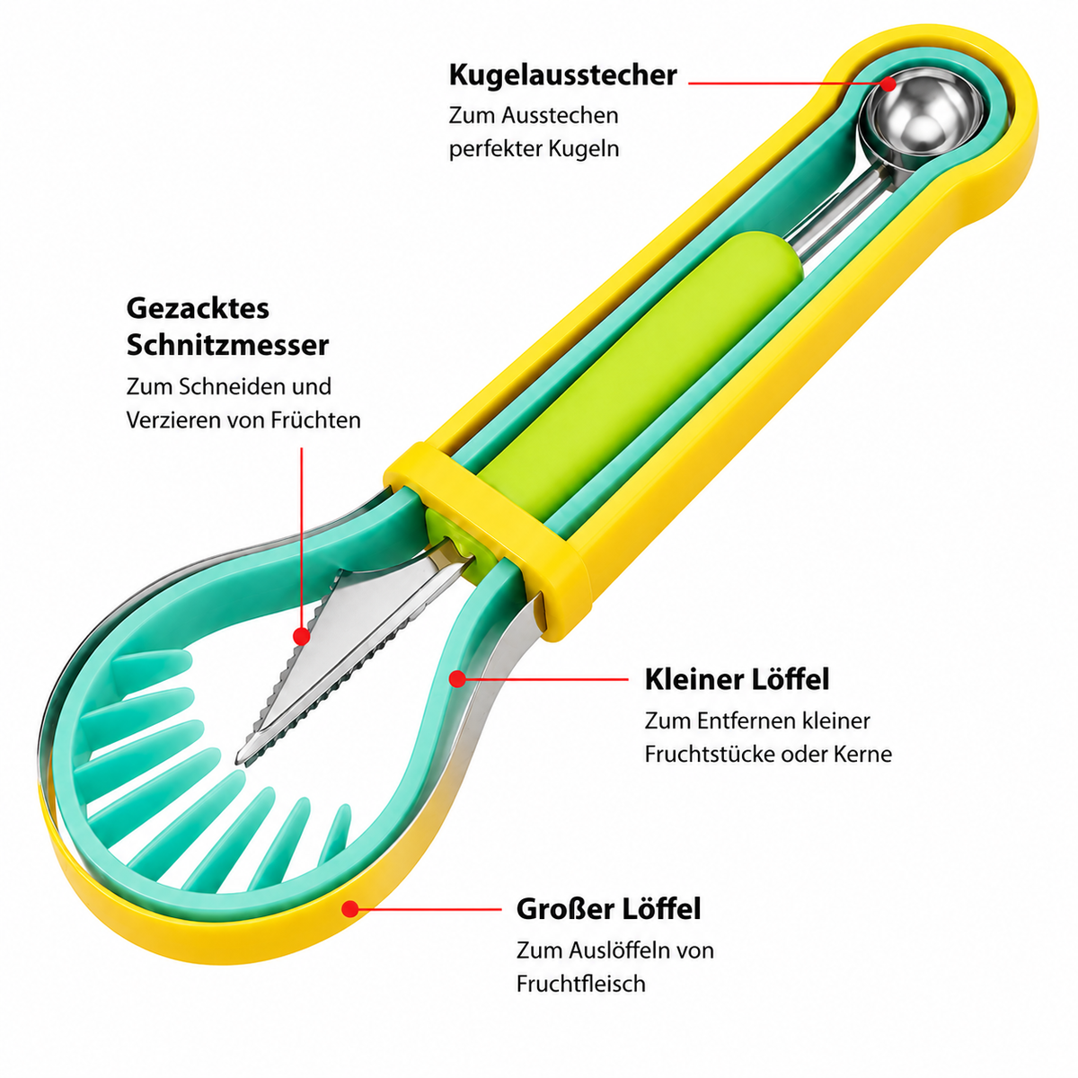 3-in-1 Obstschnitz- und Kugelausstecher-Set