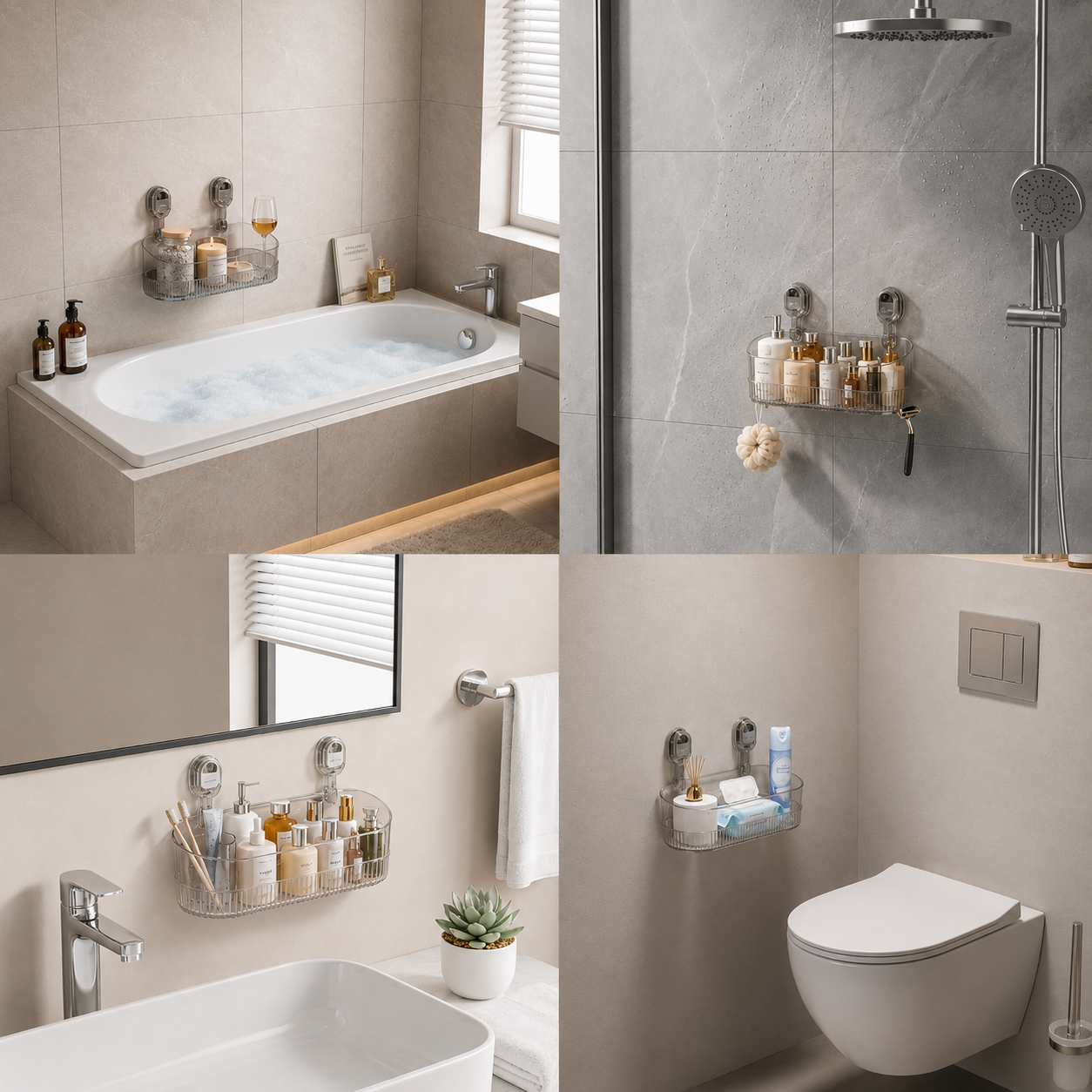 Selbstklebendes Saugnapf-Regal für Dusche und Badezimmer – ohne Bohren