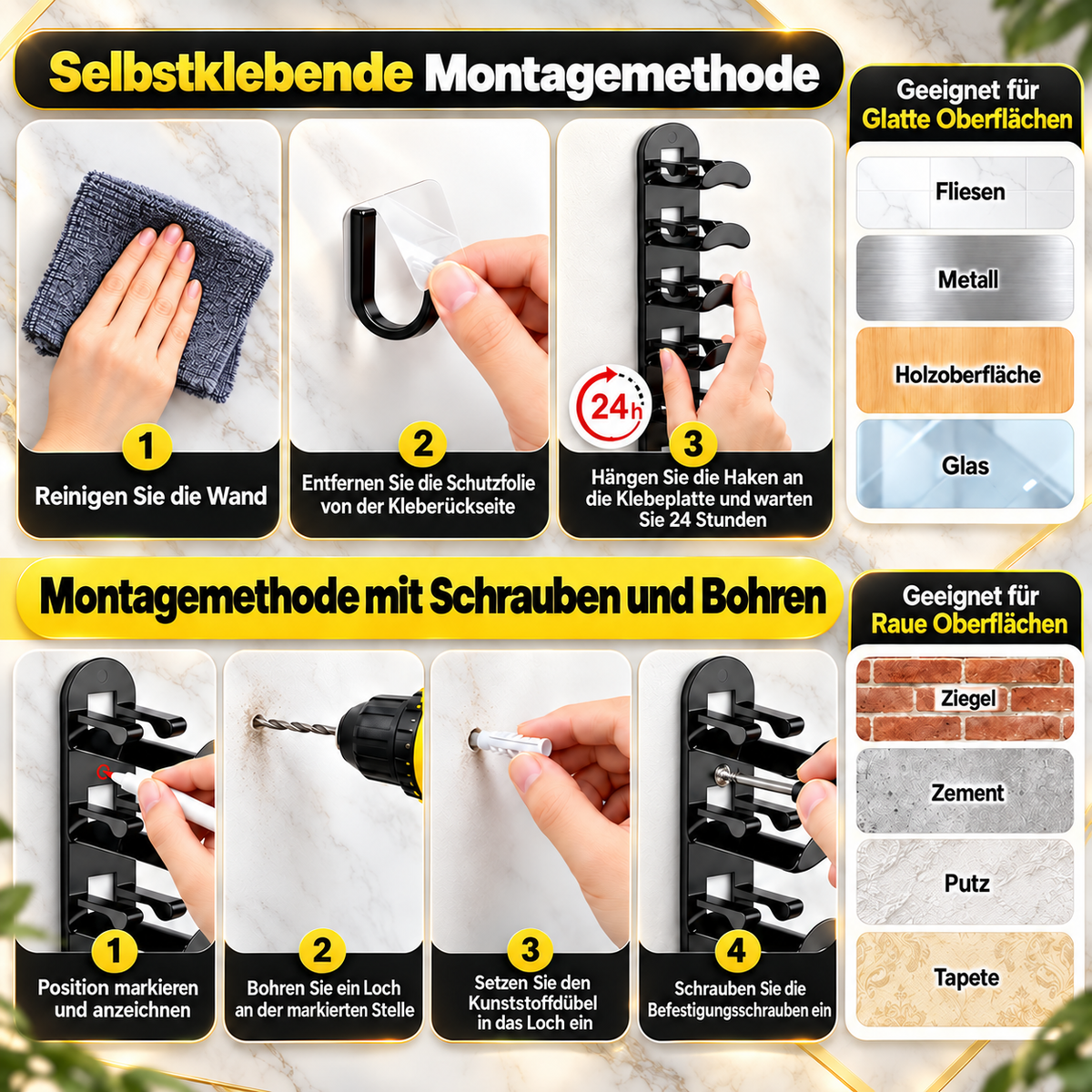 Wandmontierter Kappen-Organizer – Platz für bis zu 20 Caps