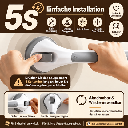Extra starke Sicherheits-Haltestange mit Saugnäpfen – Rutschfester Haltegriff fürs Badezimmer