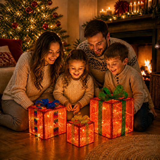 Leuchtendes LED-Weihnachtsgeschenkbox-Dekorationsset