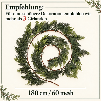 Real-Touch künstliche Zedern- & Kieferngirlande mit Tannenzapfen – Weihnachtsdekoration