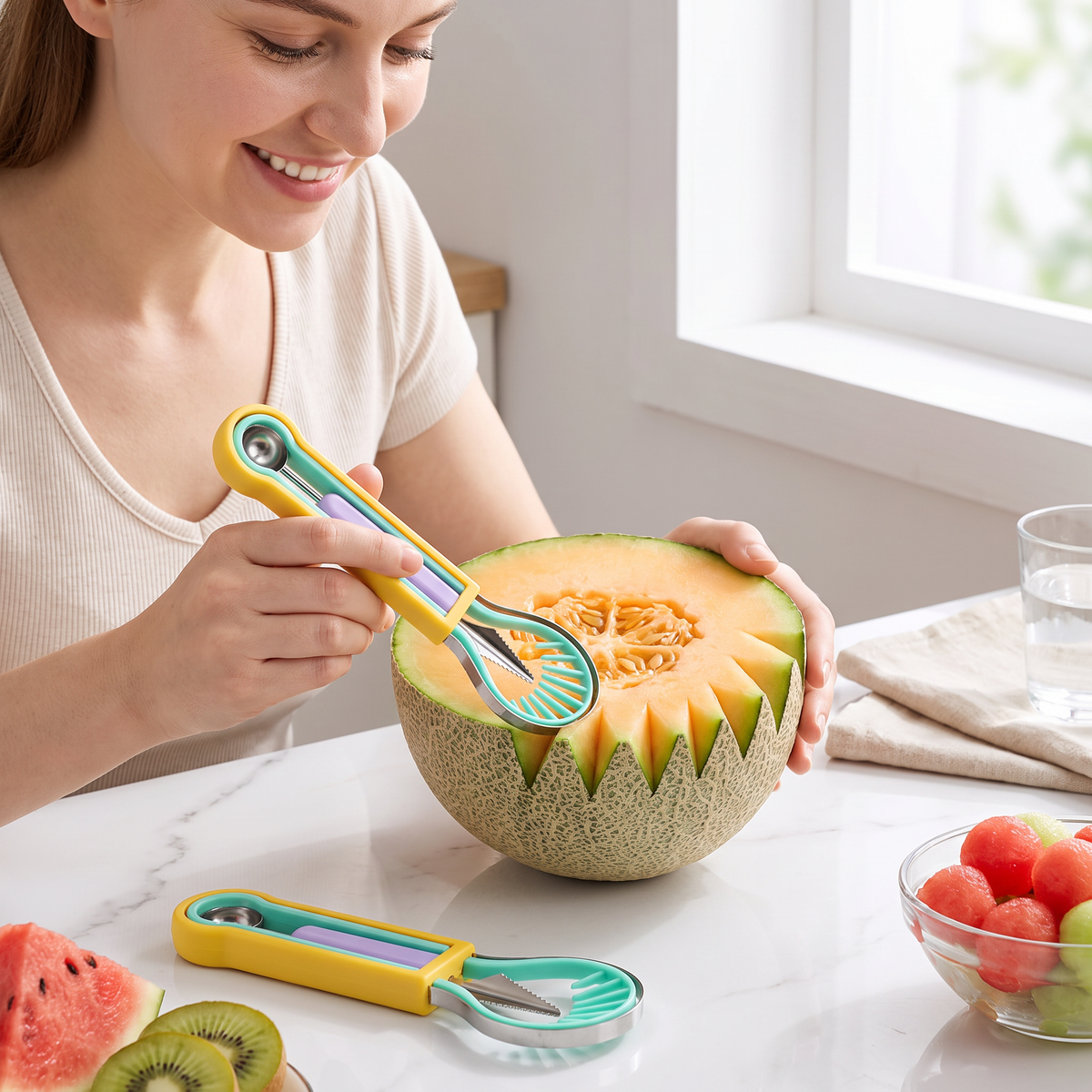 3-in-1 Obstschnitz- und Kugelausstecher-Set