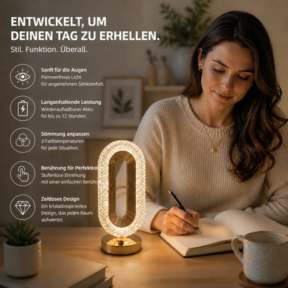 Wiederaufladbare Kristall-LED-Tischlampe – Elegantes stimmungsvolles Nachtlicht