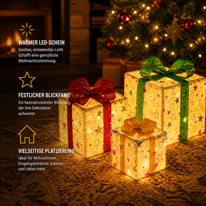 Leuchtendes LED-Weihnachtsgeschenkbox-Dekorationsset