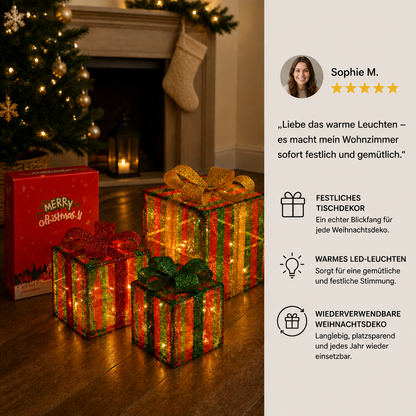 Leuchtendes LED-Weihnachtsgeschenkbox-Dekorationsset