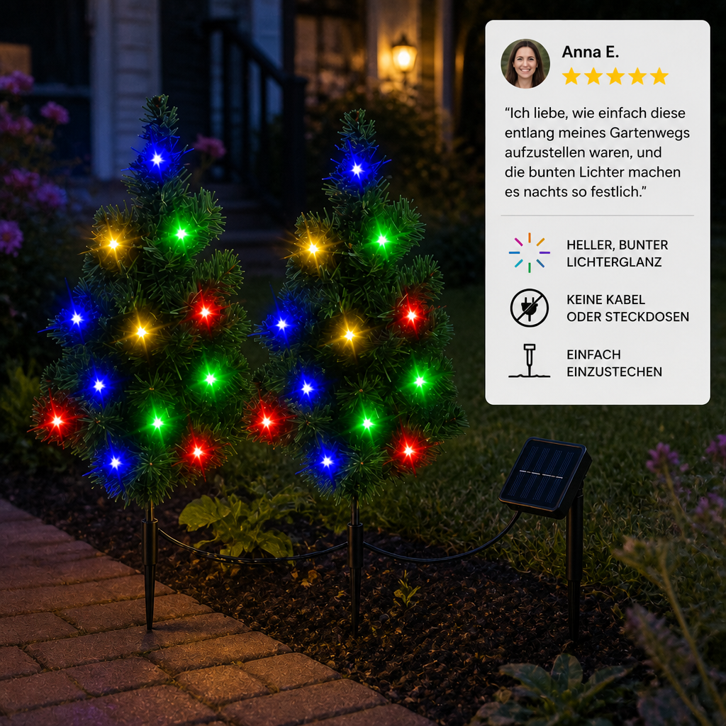 Solar-Weihnachtsbaum-Stecklichter mit mehrfarbigen LEDs