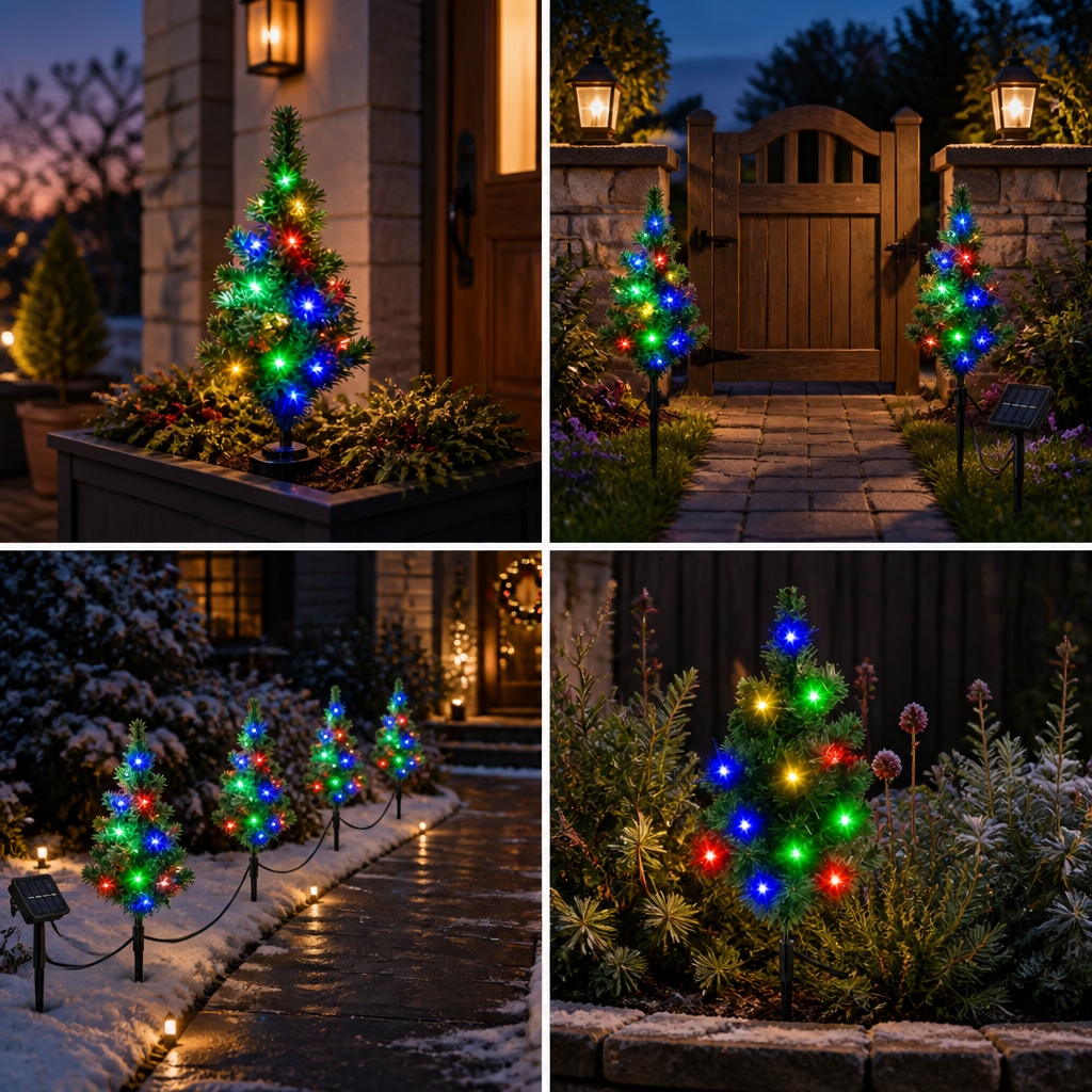 Solar-Weihnachtsbaum-Stecklichter mit mehrfarbigen LEDs