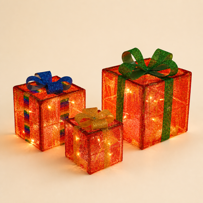 Leuchtendes LED-Weihnachtsgeschenkbox-Dekorationsset