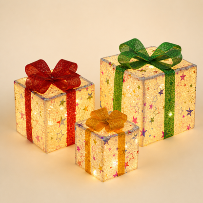 Leuchtendes LED-Weihnachtsgeschenkbox-Dekorationsset