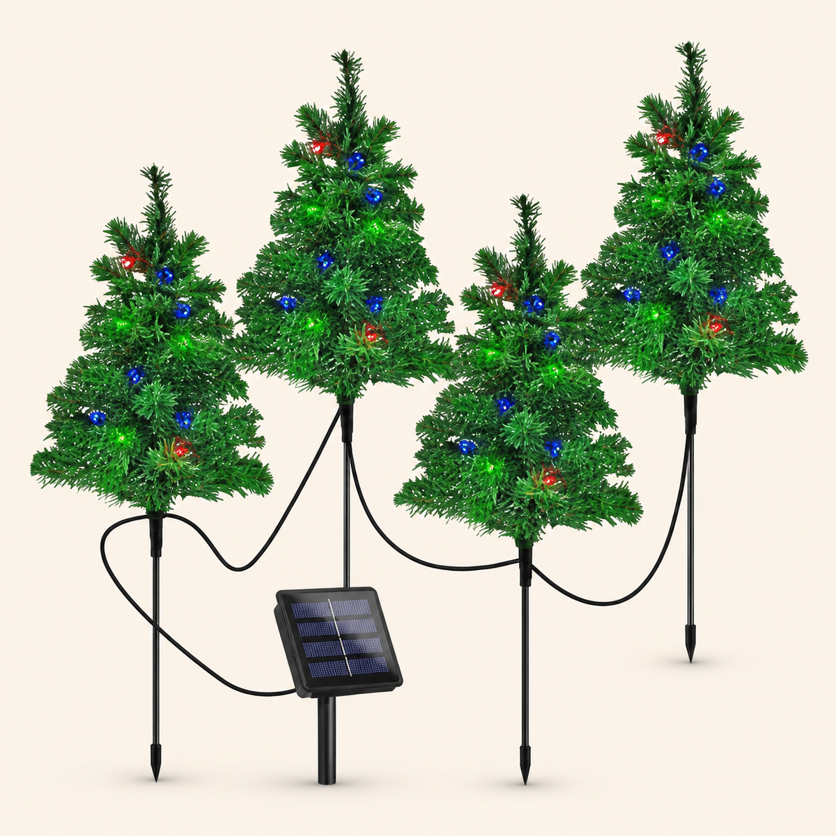 Solar-Weihnachtsbaum-Stecklichter mit mehrfarbigen LEDs