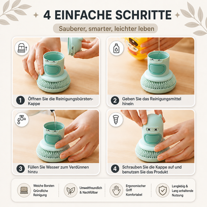 Niedliche Spülbürste mit integriertem Seifenspender