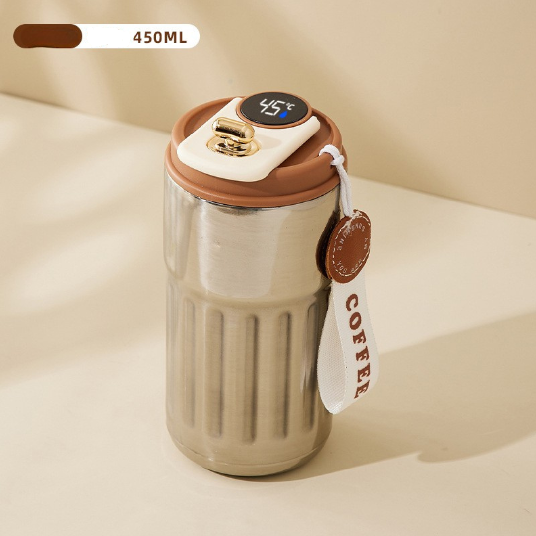 Edelstahl  Kaffebecher mit LED Temperatur Anzeige 450 ML