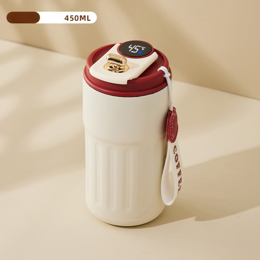Edelstahl  Kaffebecher mit LED Temperatur Anzeige 450 ML