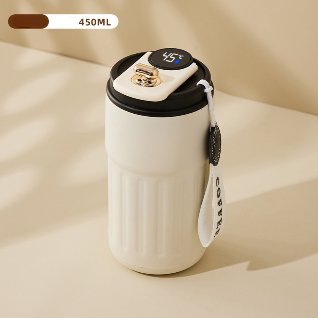 Edelstahl  Kaffebecher mit LED Temperatur Anzeige 450 ML