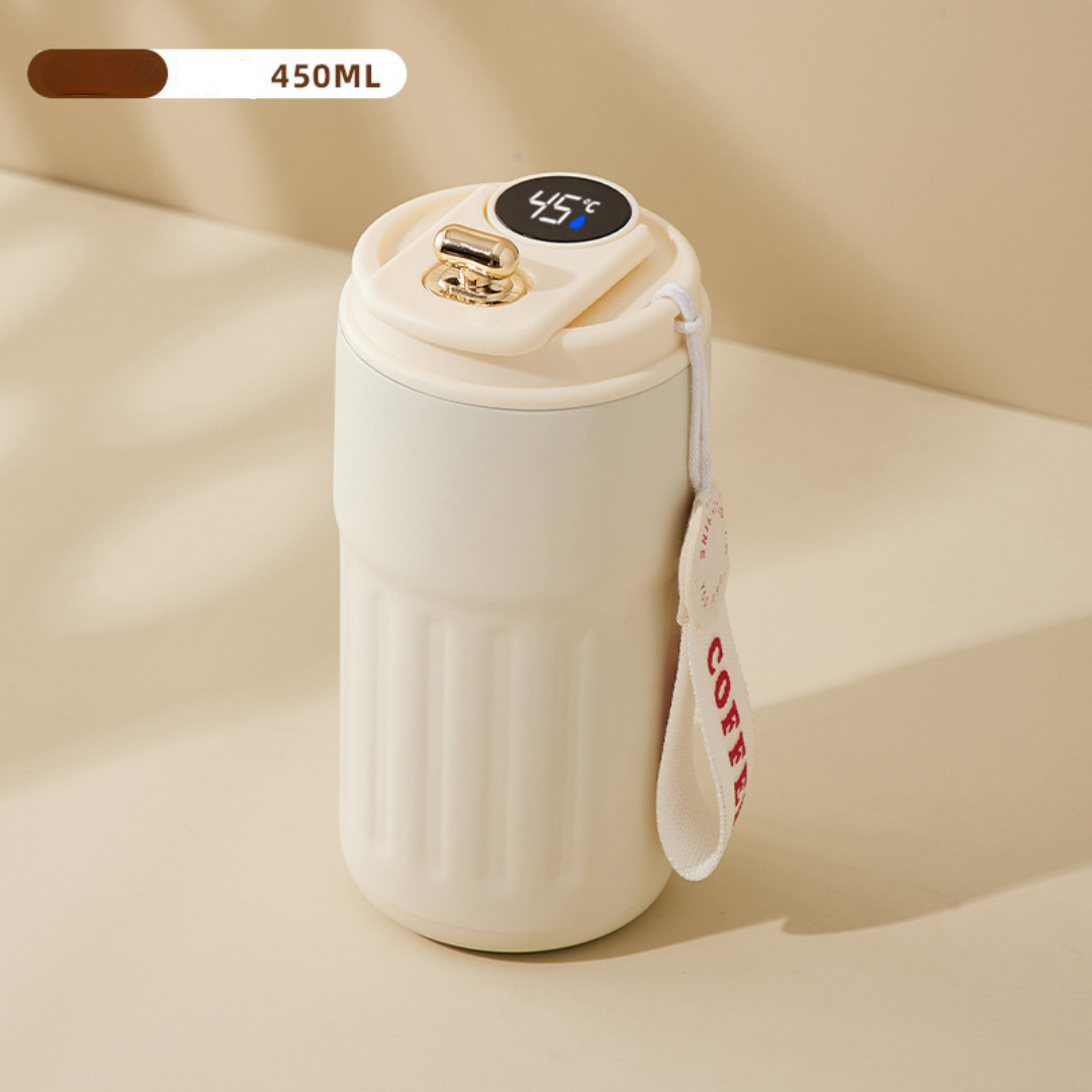 Edelstahl  Kaffebecher mit LED Temperatur Anzeige 450 ML