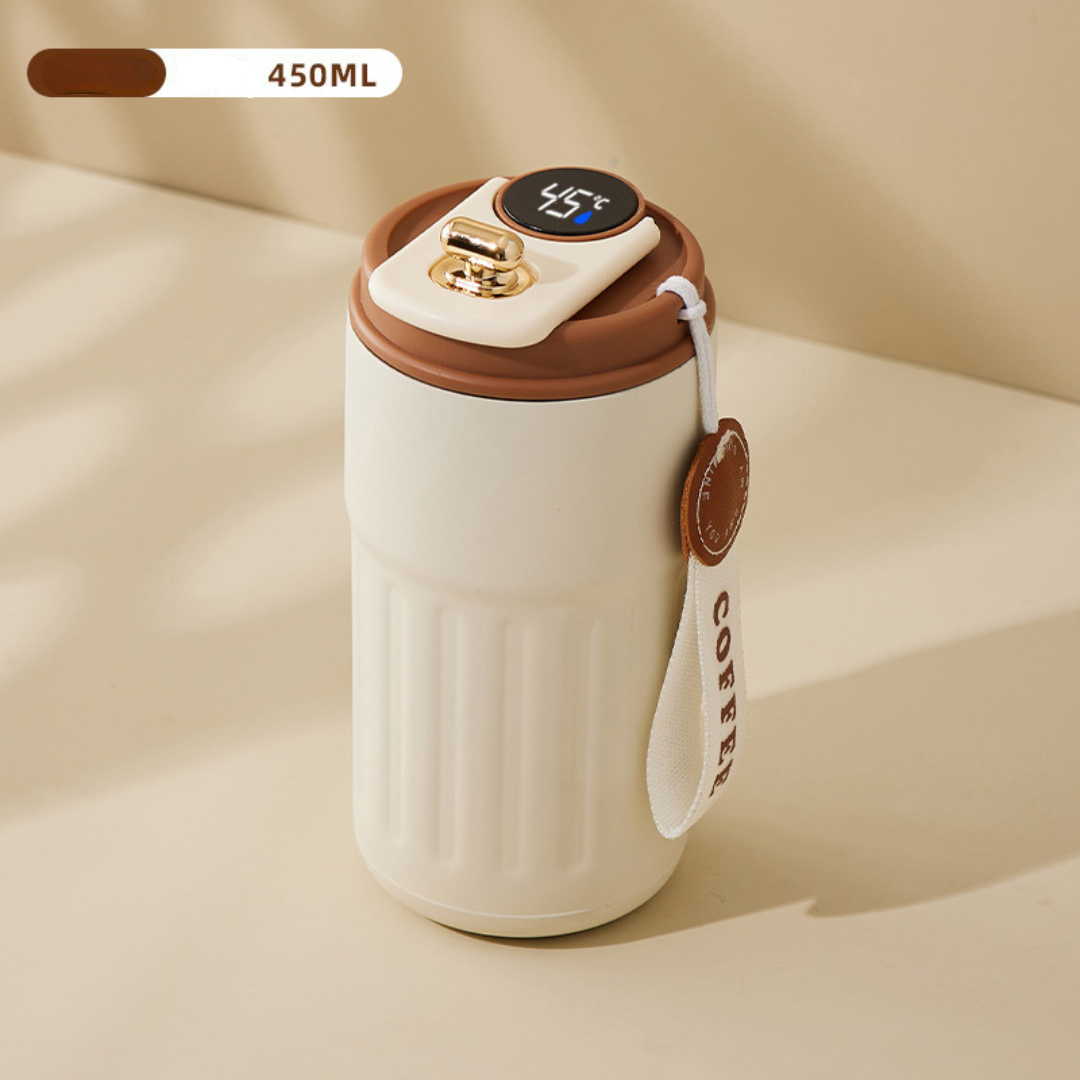 Edelstahl  Kaffebecher mit LED Temperatur Anzeige 450 ML
