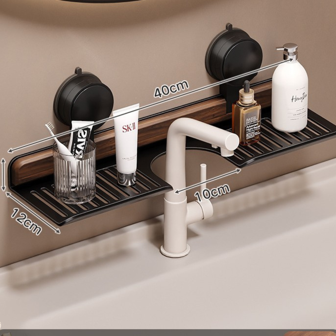 Badezimmer Saugnapf Waschbeckenablage im Walnuss Design – Wohnquelle