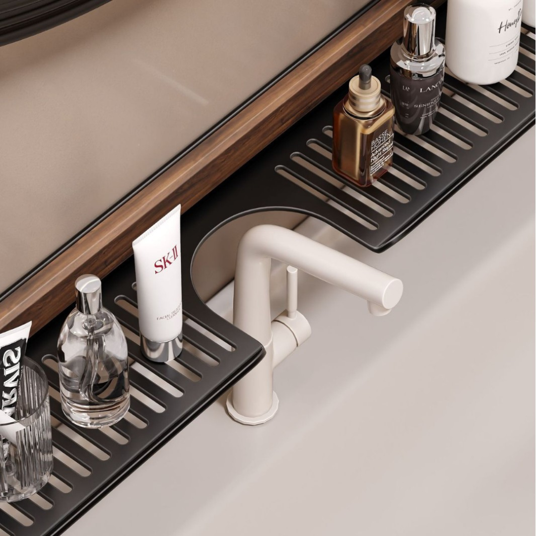Badezimmer Saugnapf Waschbeckenablage im Walnuss Design – Wohnquelle
