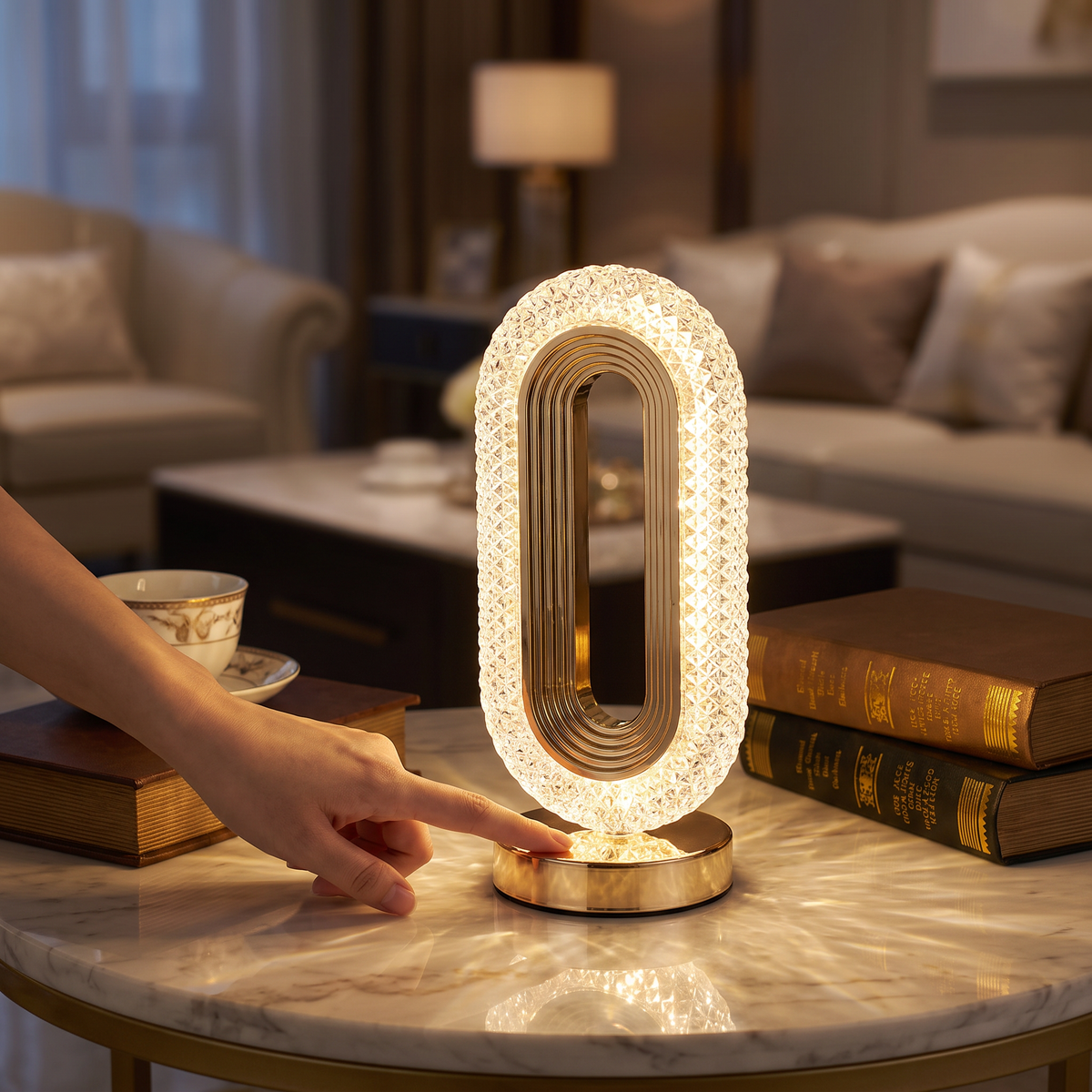 Wiederaufladbare Kristall-LED-Tischlampe – Elegantes stimmungsvolles Nachtlicht