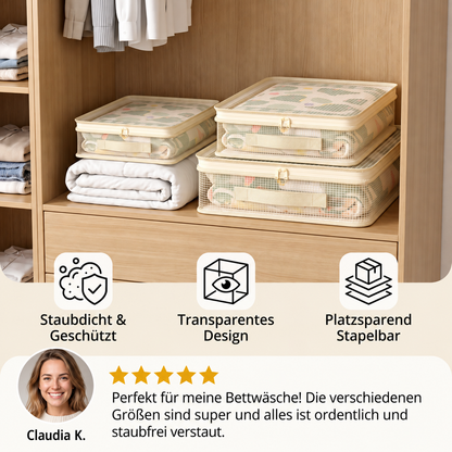 Transparente Bettwäsche-Aufbewahrungstasche – Staubdichter Kleiderschrank-Organizer für Bettlaken & Bettdecken