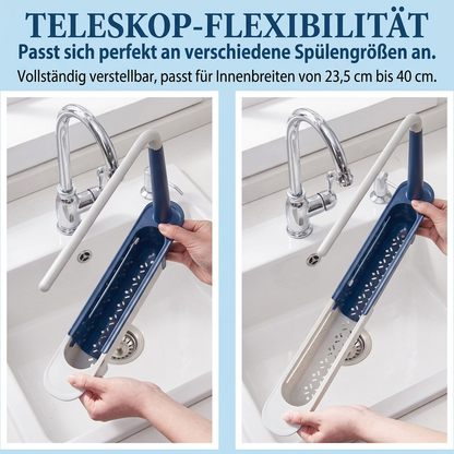 Verstellbarer Teleskop-Spülenorganizer mit Abtropfkorb & Handtuchhalter