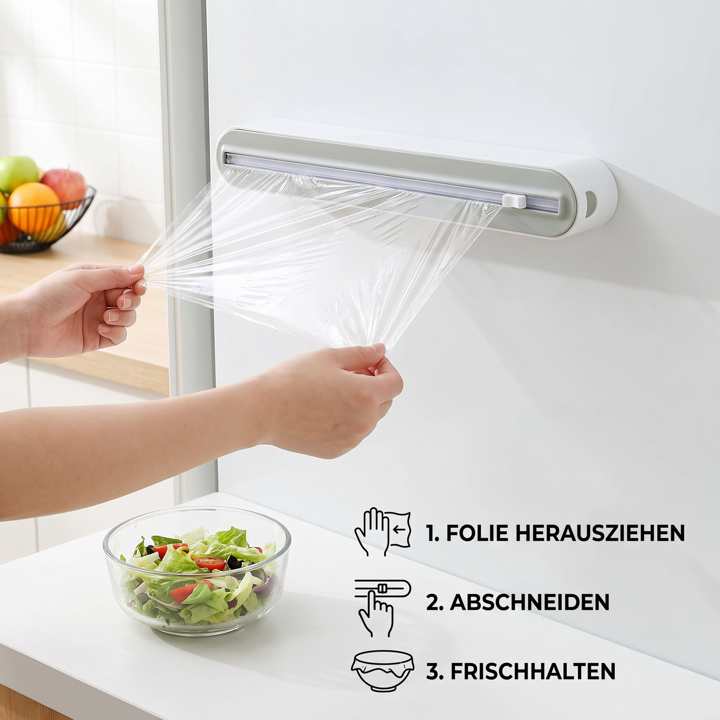 Magnetischer Wandspender für Alufolie und Frischhaltefolie mit Sicherheitsschneider