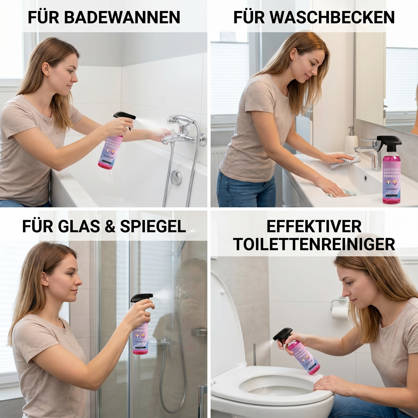 Badreiniger – Mehrflächen-Fleckentferner für Badewannen, Waschbecken & Glas
