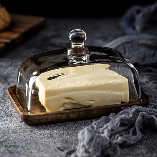 Elegante Butterdose aus Holz