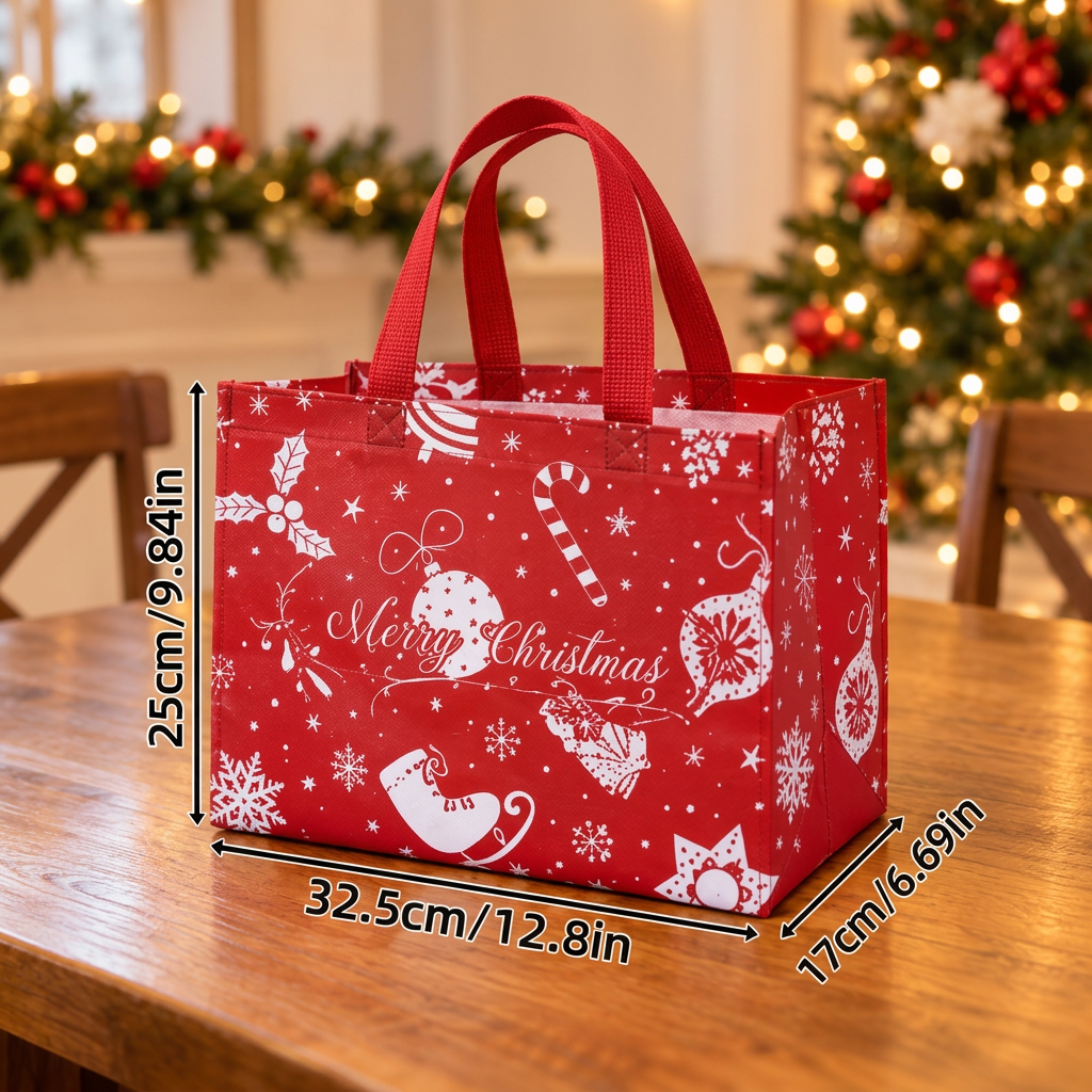 Wiederverwendbare Weihnachts-Geschenktaschen mit Griffen – Verschiedene festliche Designs