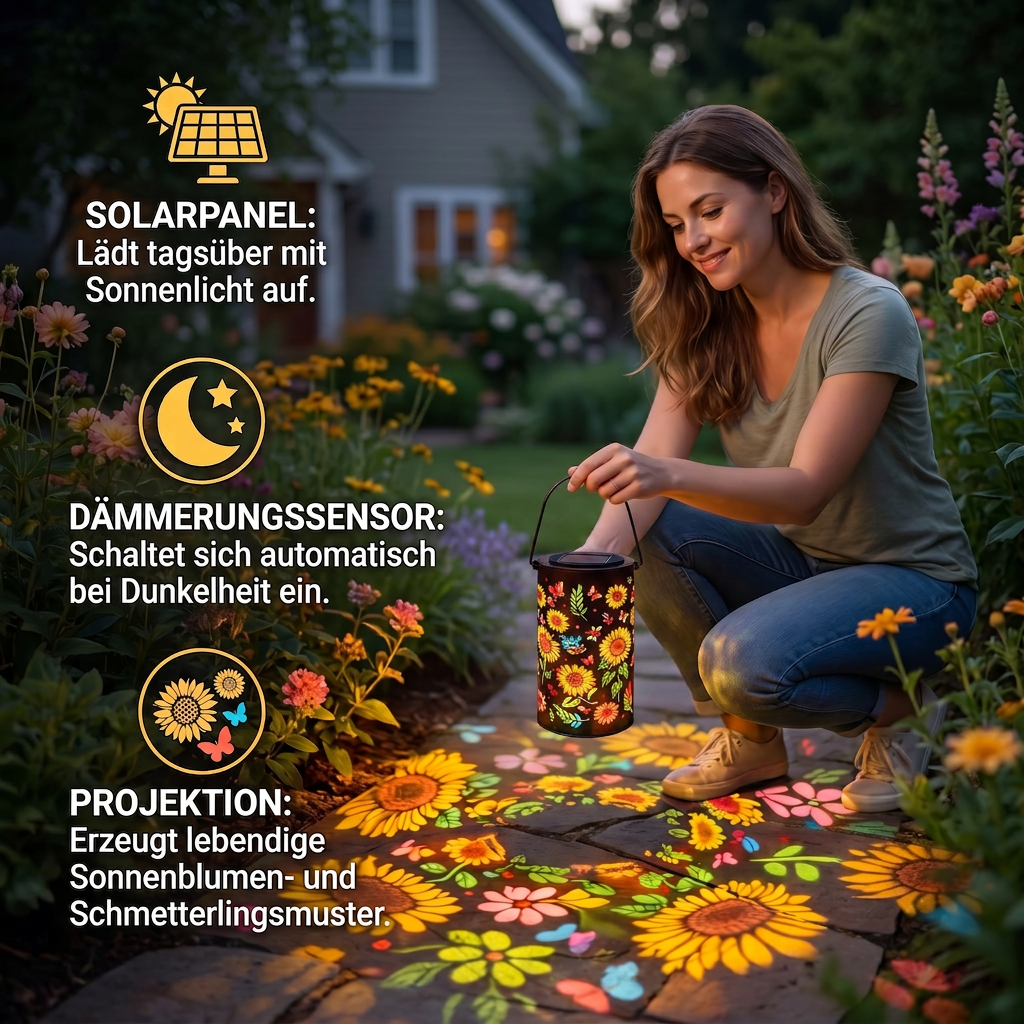 Solar-Sonnenblumenlaterne – Wasserdichte Gartenleuchte für den Außenbereich