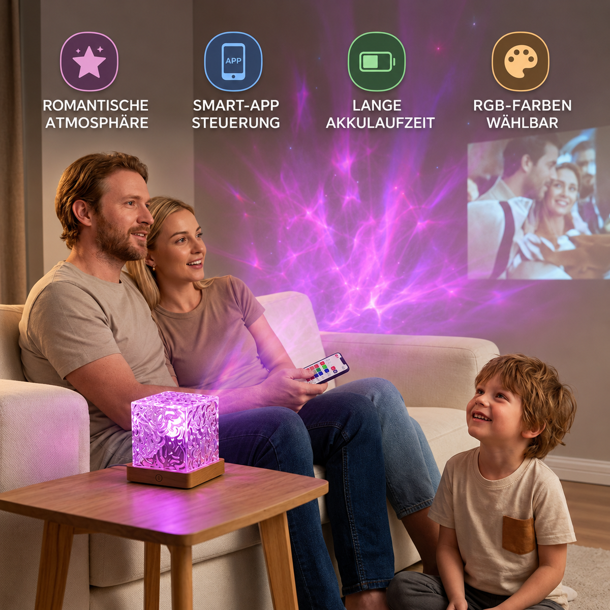 Aurora- & Meereswellen-LED-Projektor mit 16 Farben & Fernbedienung