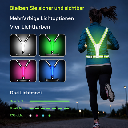 Reflektierende LED-Laufweste mit wasserdichter Handytasche