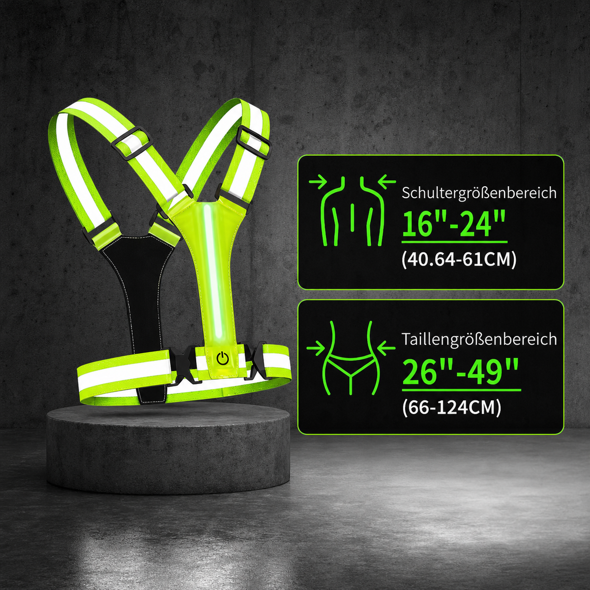 Reflektierende LED-Laufweste mit wasserdichter Handytasche