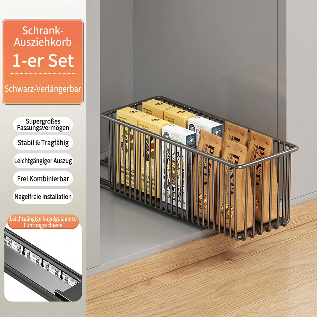 Platzsparender ausziehbarer Aufbewahrungskorb aus Kohlenstoffstahl & Schrank-Organizer