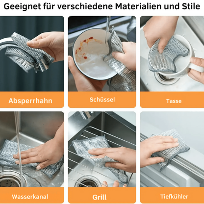 Geschirrspüllappen aus Silberdraht