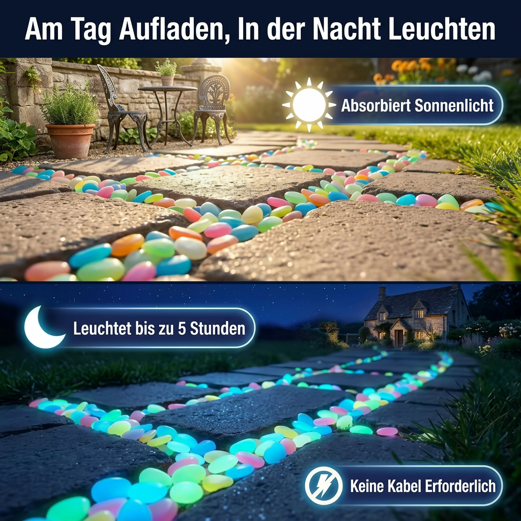 Im Dunkeln leuchtende Zierkiesel